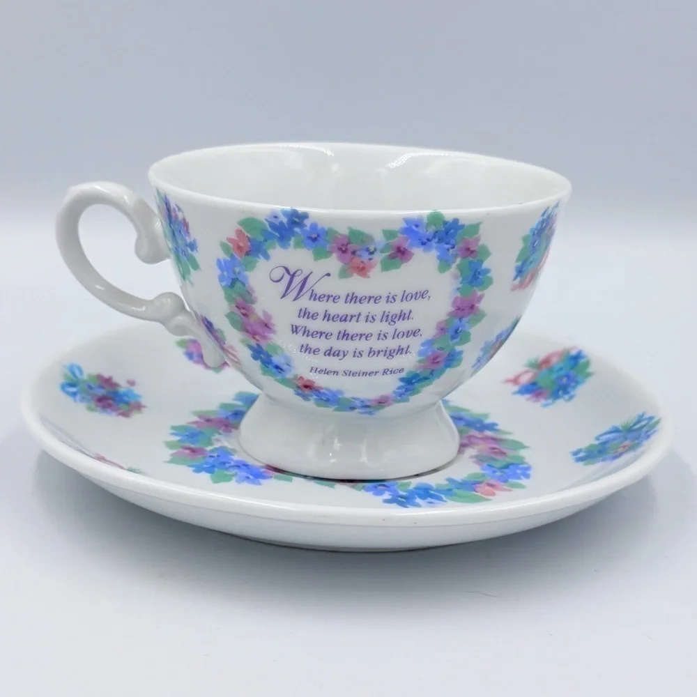 Helen Steiner Rice Blue Floral Teacup & Saucer Gift Set